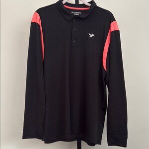 Black and Pink Long Sleeve Polo Shirt
